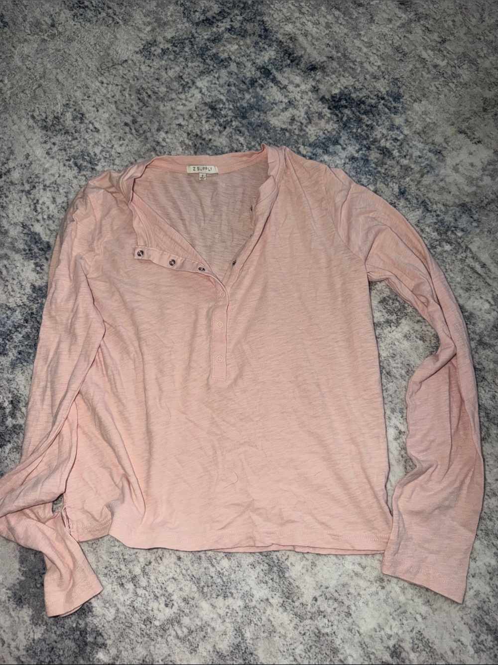 Z Supply Light Pink Long Sleeve Henley Top